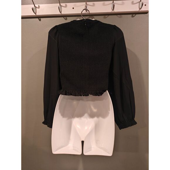 quince Chiffon Cropped Smocked Blouse xs - Picture 4 of 4